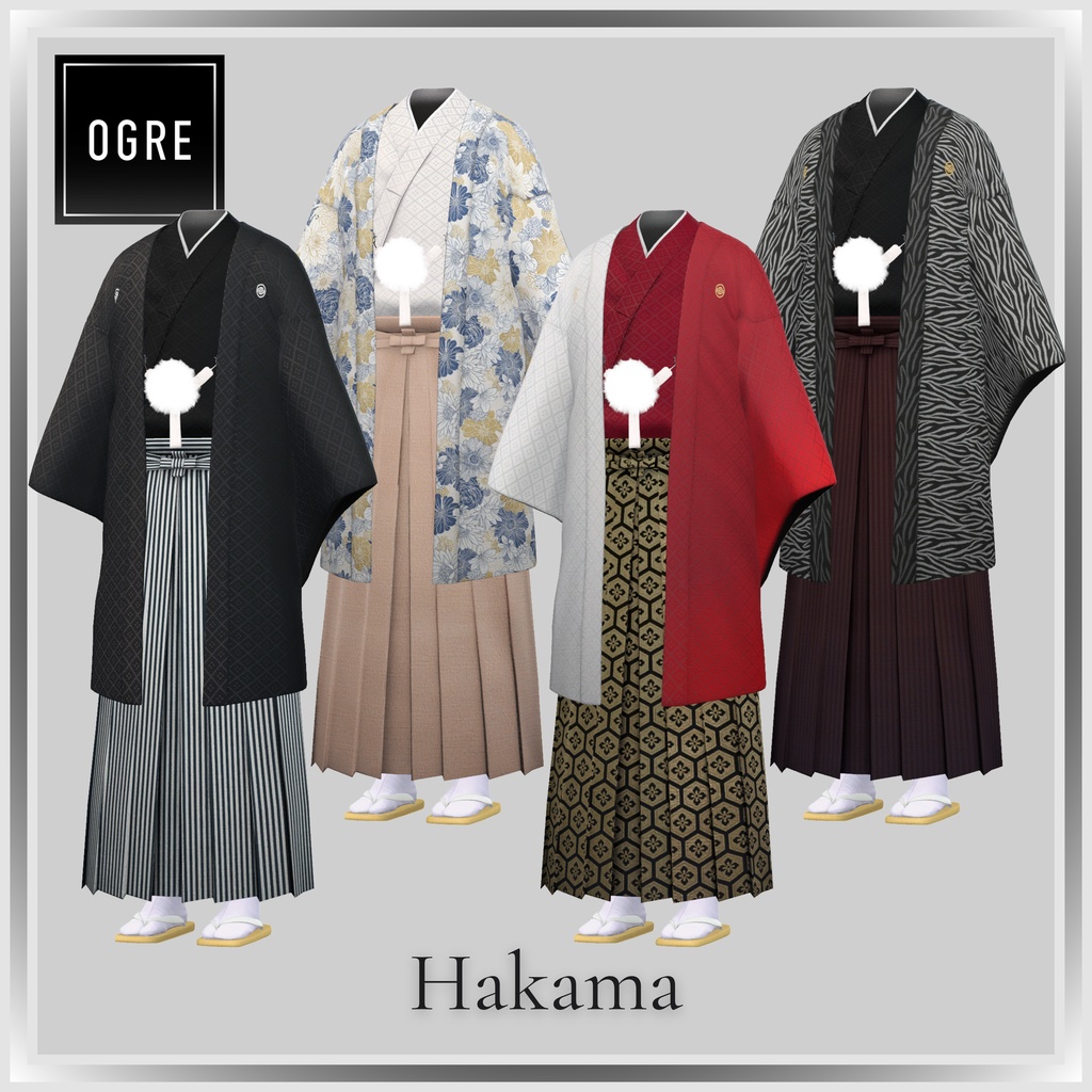 【VRC衣装】OGREメンズ和装 袴セット/Kimono Hakama