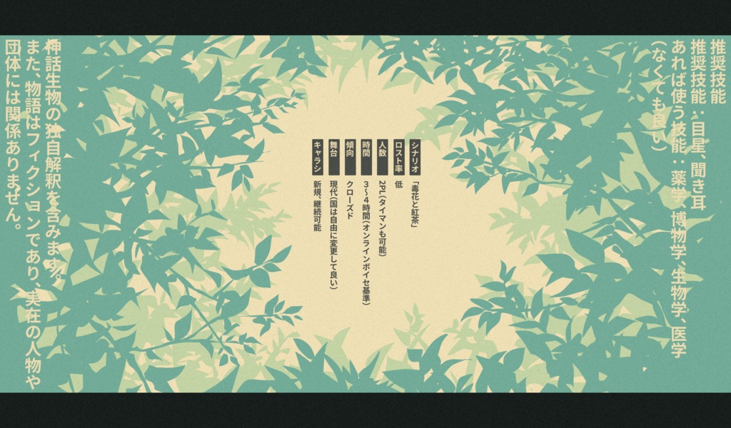 COCシナリオ「毒花と紅茶」【SPLL:E193467】