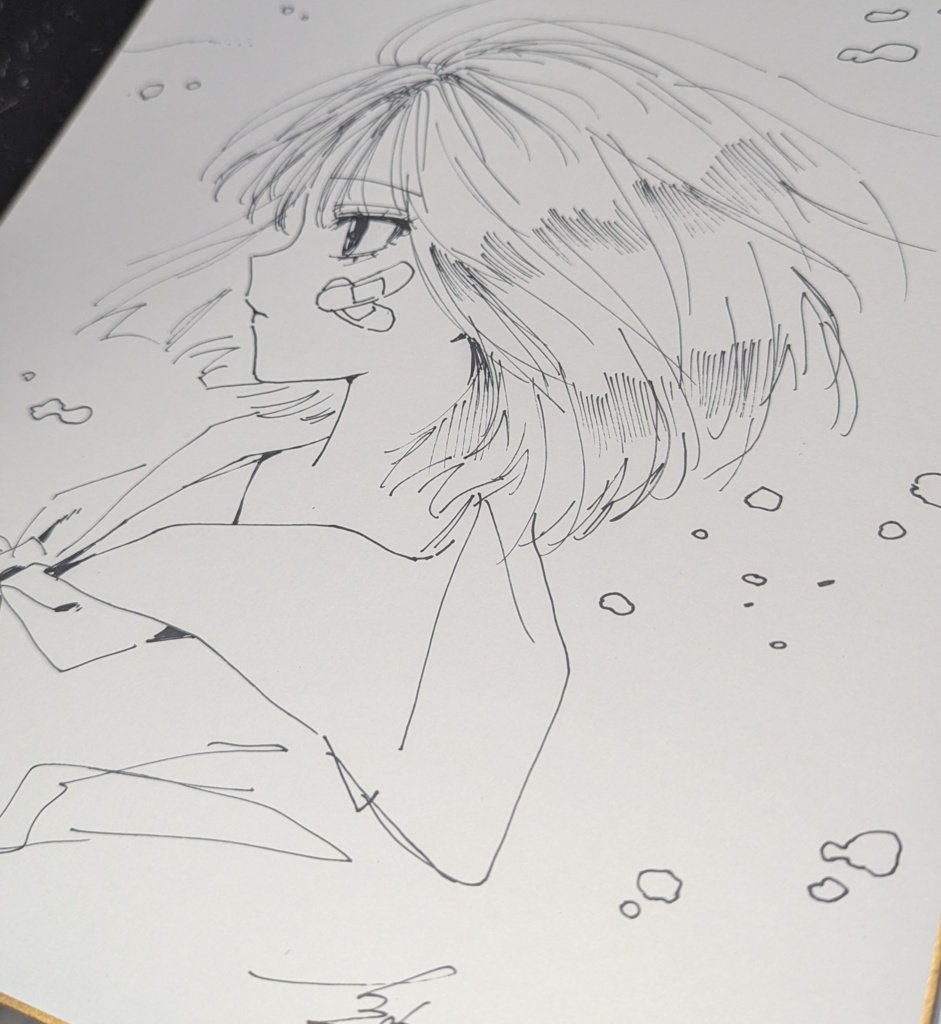 即興1発描き色紙
