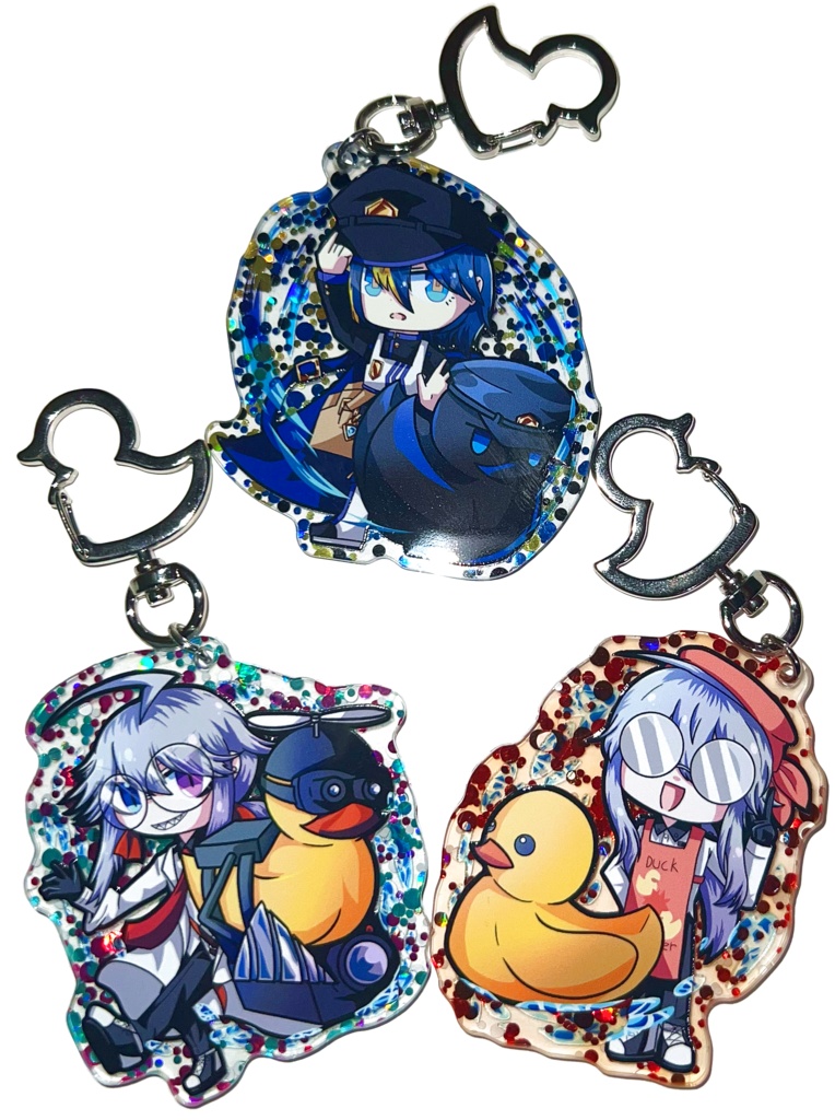 アヒルバトラーキラキラアクリルキーホルダー