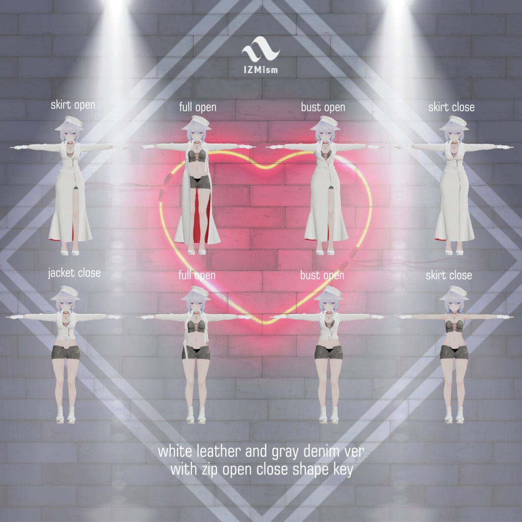 【桔梗ちゃん対応】ライダースドレス10点セット dark leather riders dress 10 set for VRchat