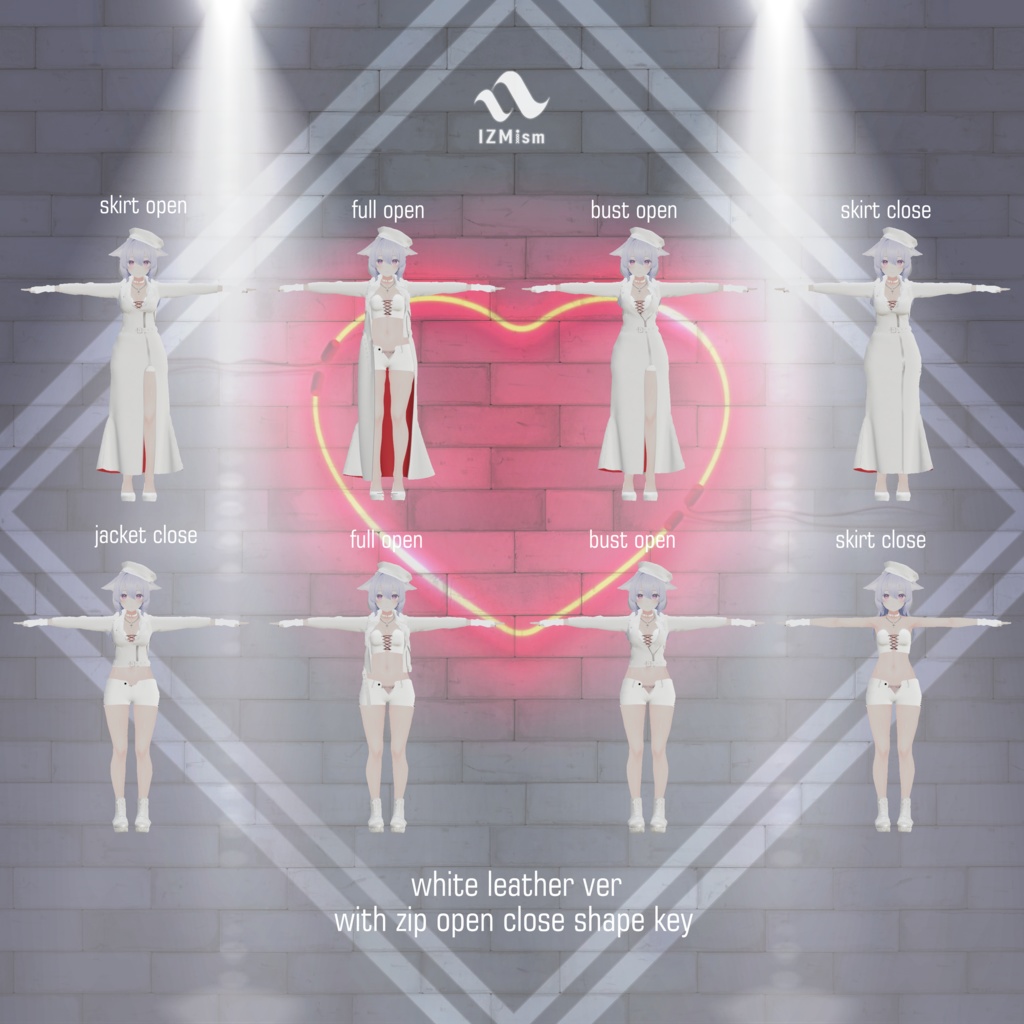 【桔梗ちゃん対応】ライダースドレス10点セット dark leather riders dress 10 set for VRchat