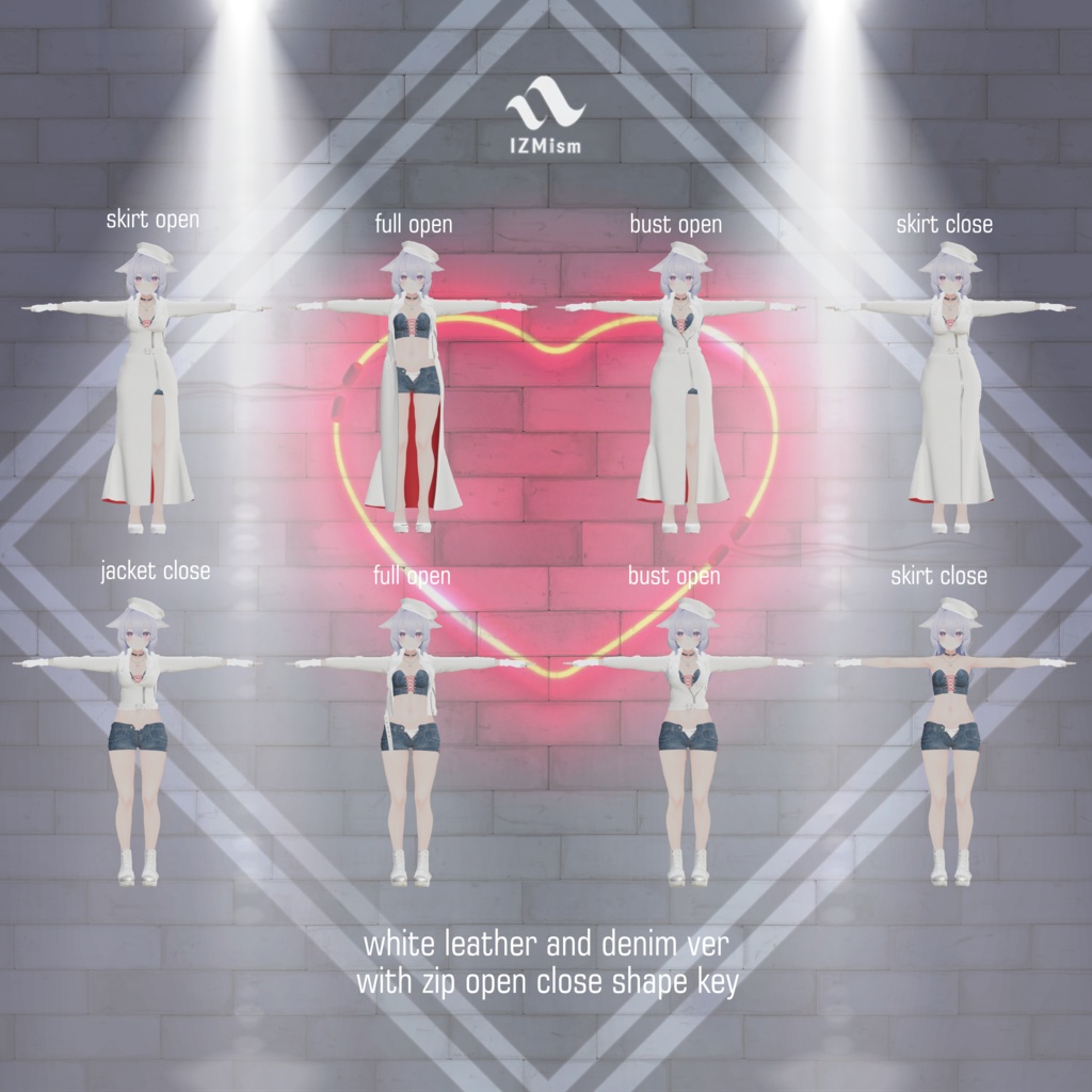 【桔梗ちゃん対応】ライダースドレス10点セット dark leather riders dress 10 set for VRchat