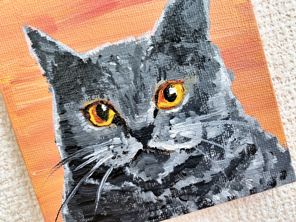 猫 ミニキャンバス アクリル画