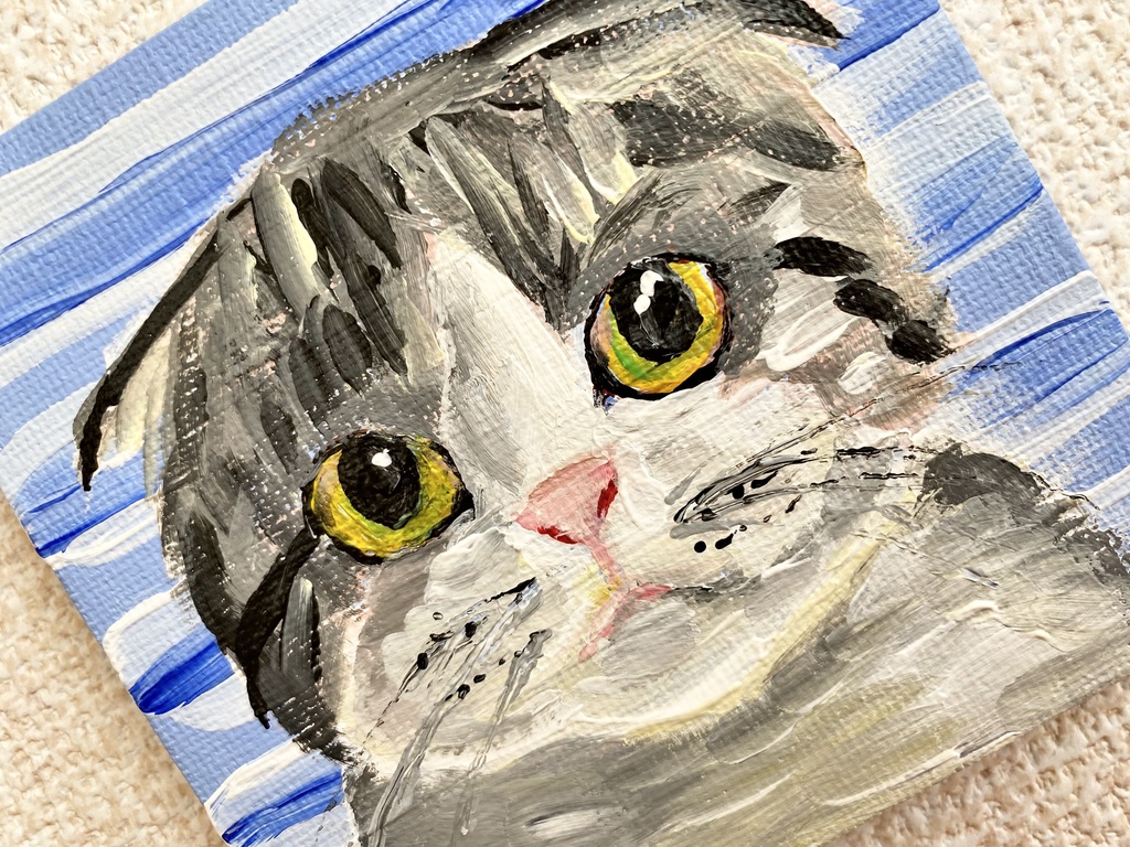 猫 ミニキャンバス アクリル画