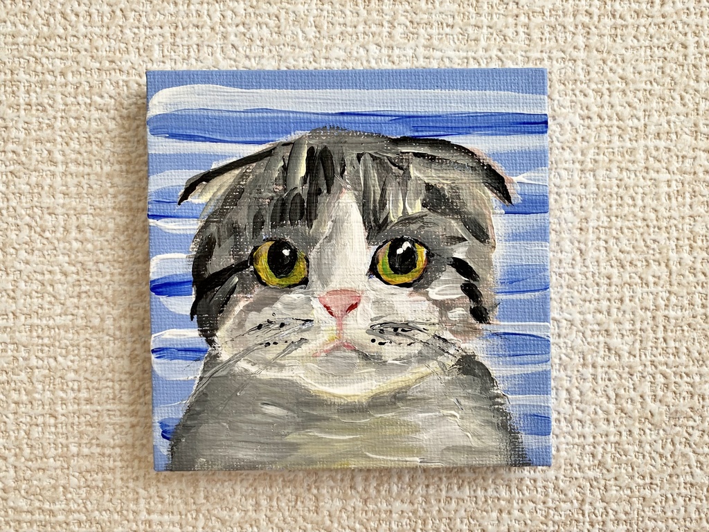 猫　ミニキャンバス　アクリル画