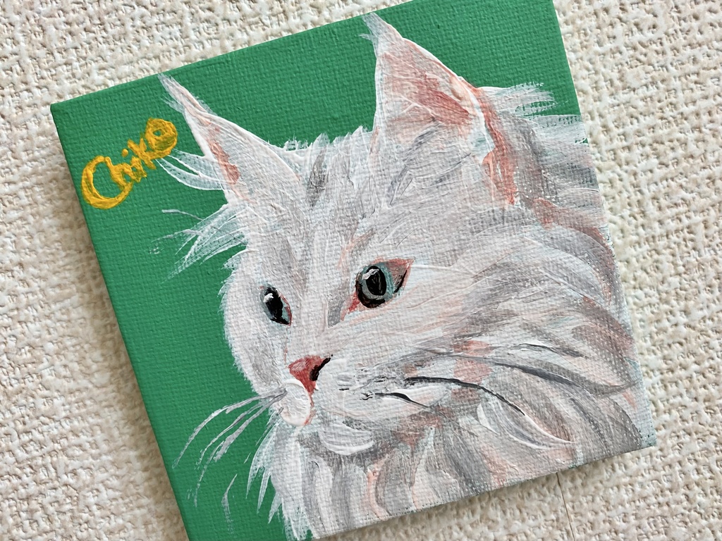 猫 ミニキャンバス アクリル画