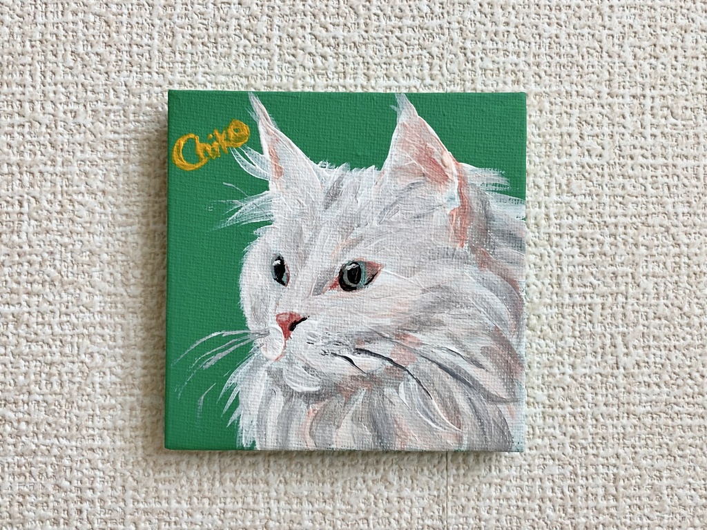 猫　ミニキャンバス　アクリル画