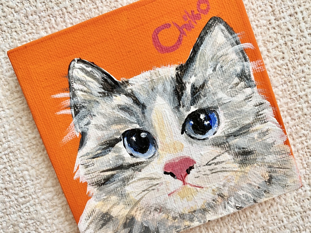 猫 ミニキャンバス アクリル画