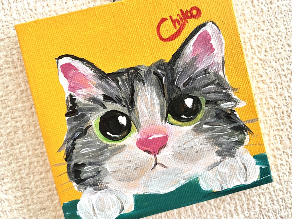 猫 ミニキャンバス アクリル画
