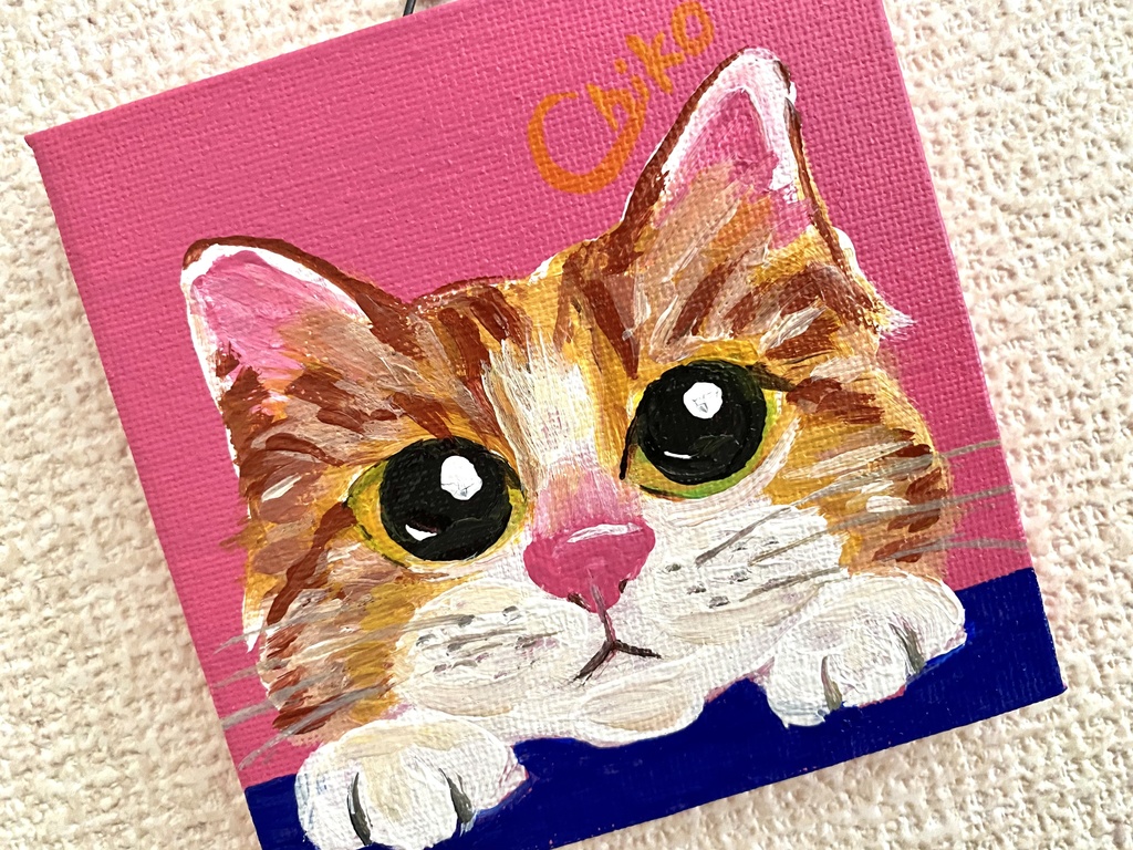 猫 ミニキャンバス アクリル画