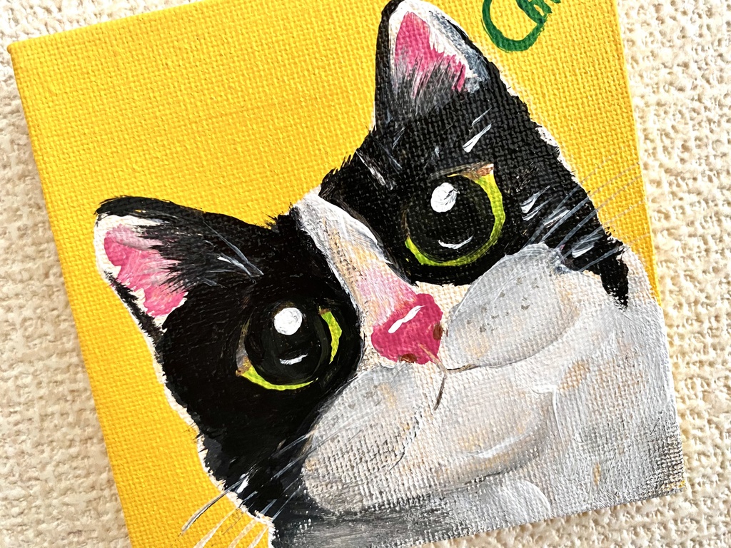 猫 ミニキャンバス アクリル画
