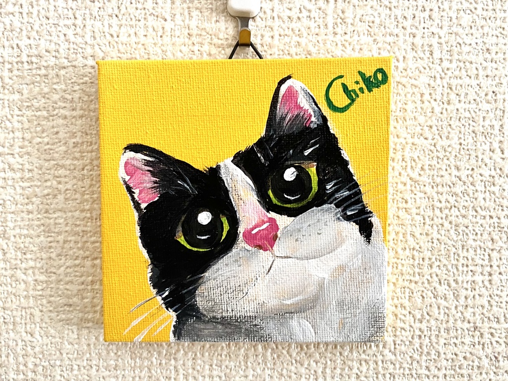 猫　ミニキャンバス　アクリル画