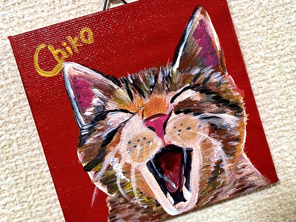 猫 ミニキャンバス アクリル画