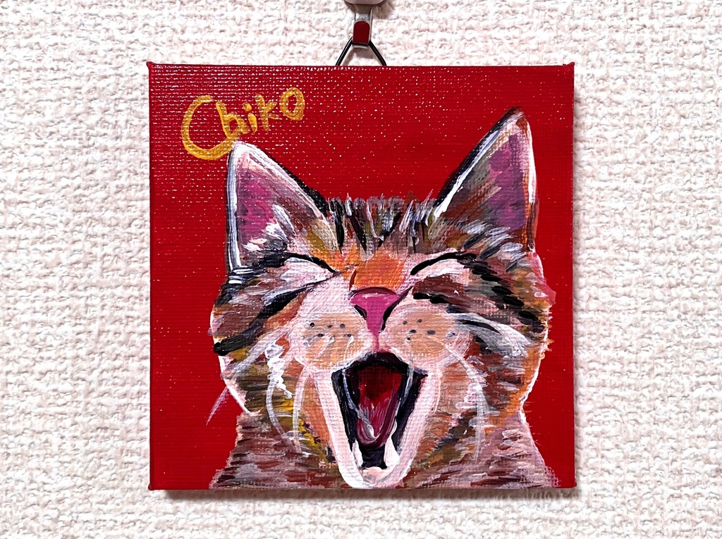 猫　ミニキャンバス　アクリル画