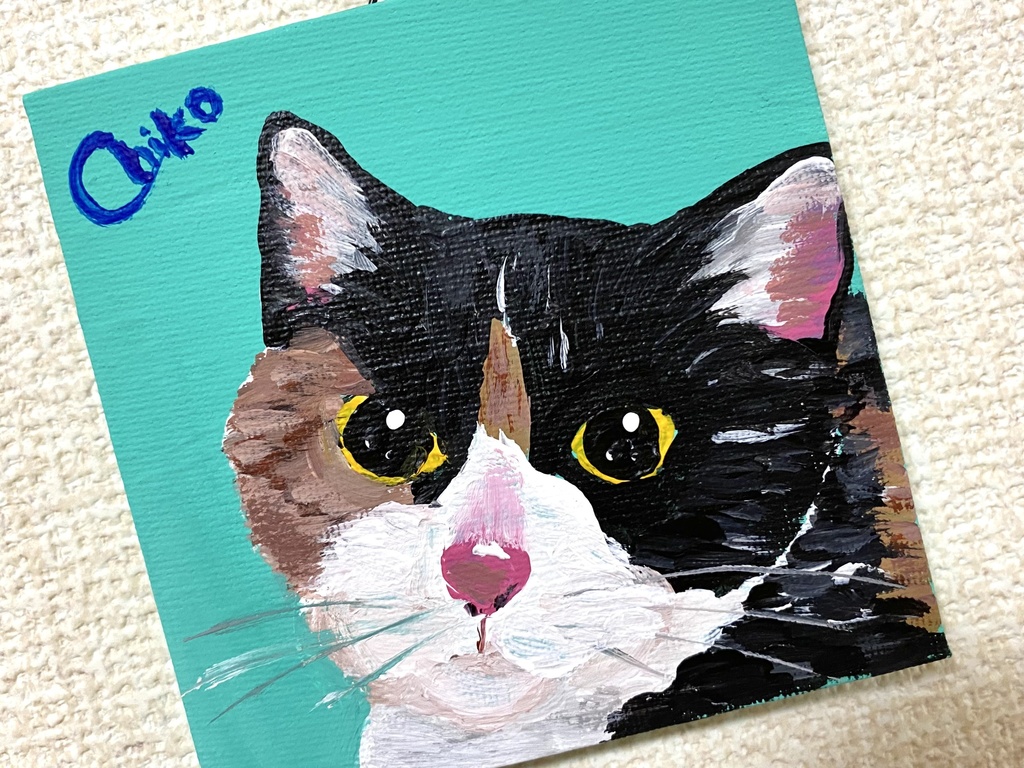 猫 ミニキャンバス アクリル画