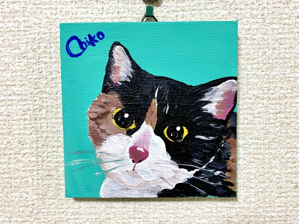 猫　ミニキャンバス　アクリル画