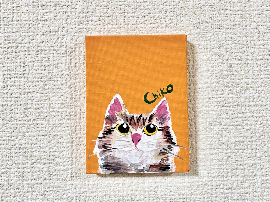 猫　ミニキャンバス　アクリル画