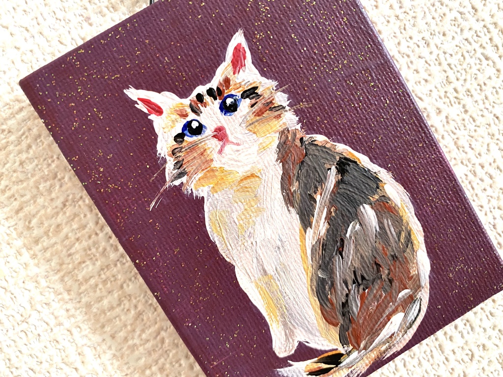 猫 ミニキャンバス アクリル画