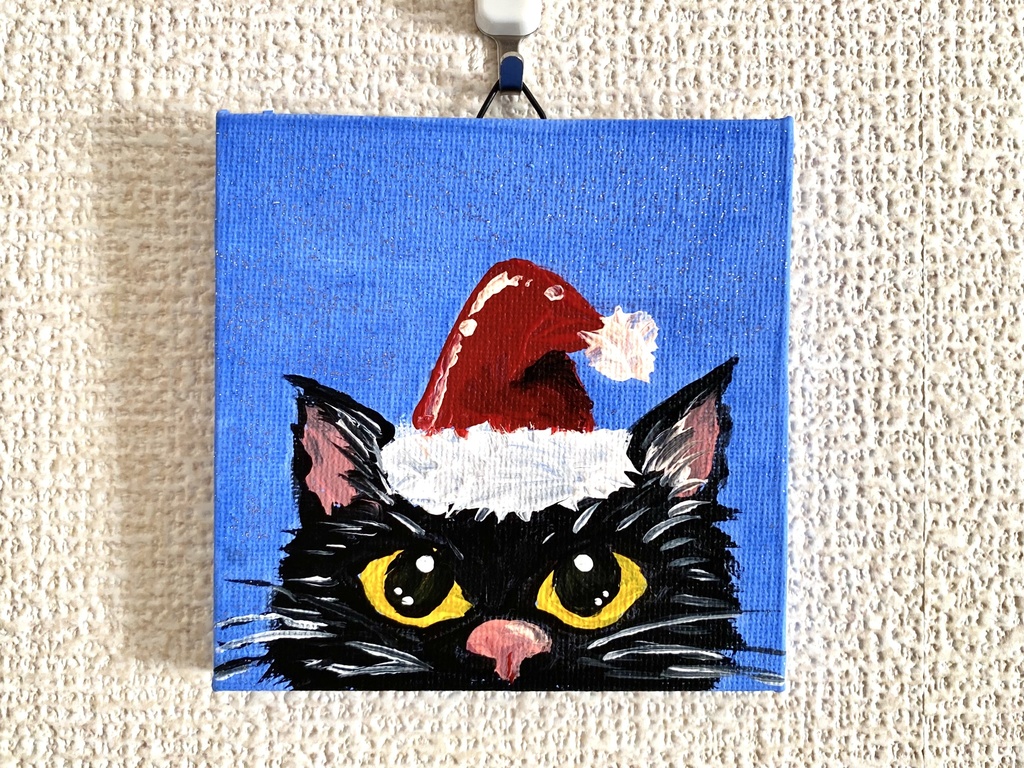 猫　ミニキャンバス　アクリル画