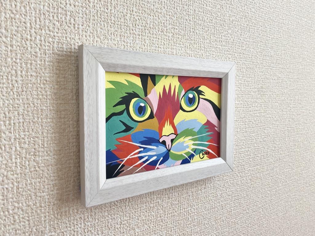 猫 水彩画 額縁付き 卓上・壁掛け