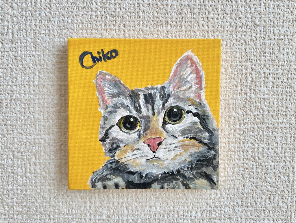猫　ミニキャンバス　アクリル画