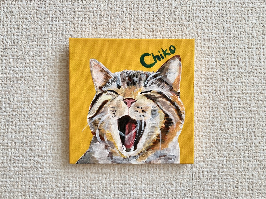 猫　ミニキャンバス　アクリル画