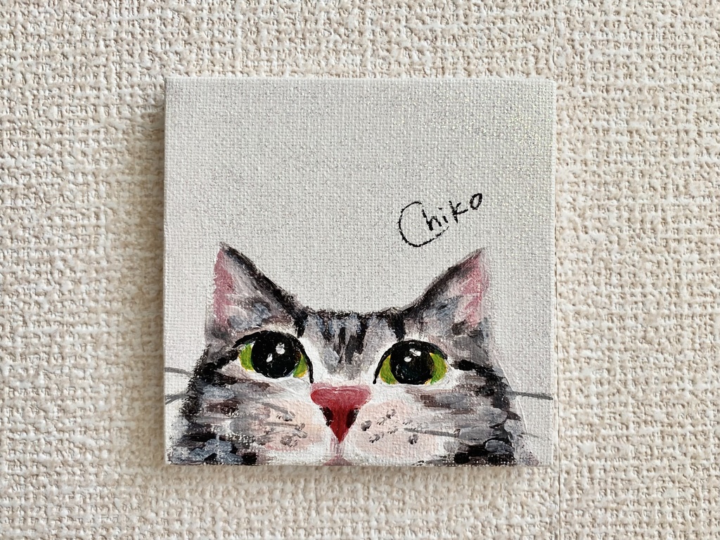猫　ミニキャンバス　アクリル画