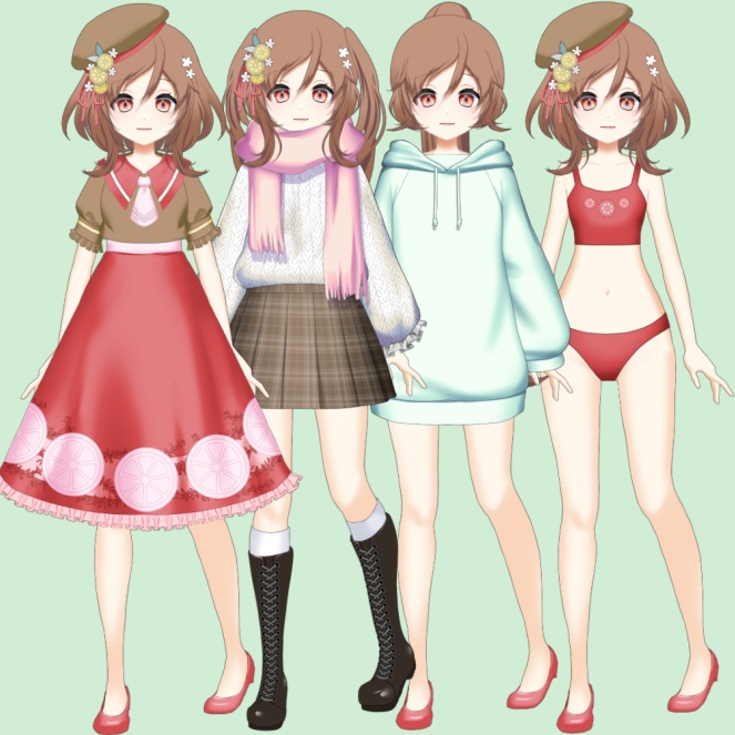 【汎用】【Live2d】きせかえレモンちゃん【VTS用】動く着替えアイテム5着同梱
