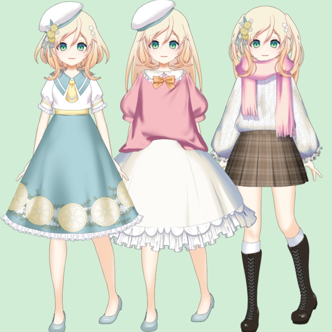 【汎用】【Live2d】きせかえレモンちゃん【VTS用】動く着替えアイテム5着同梱