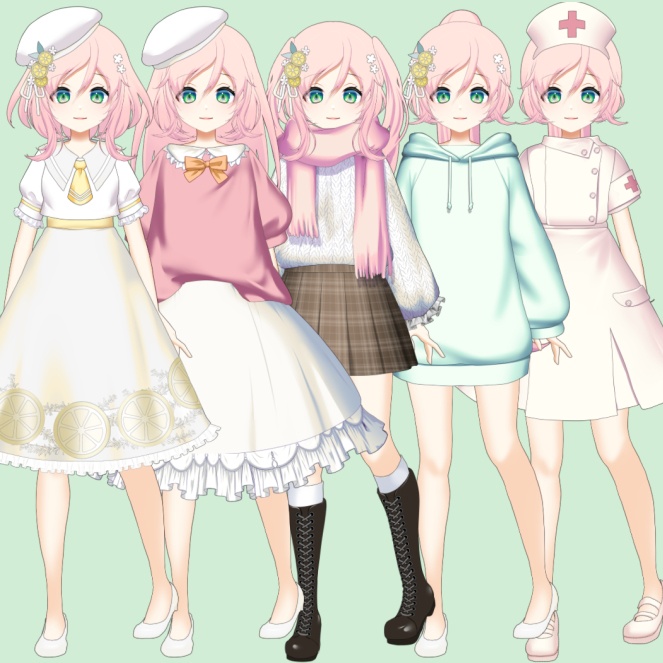 【汎用】【Live2d】きせかえレモンちゃん【VTS用】動く着替えアイテム5着同梱