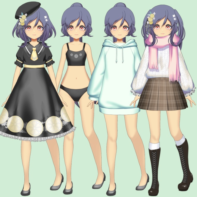 【汎用】【Live2d】きせかえレモンちゃん【VTS用】動く着替えアイテム5着同梱