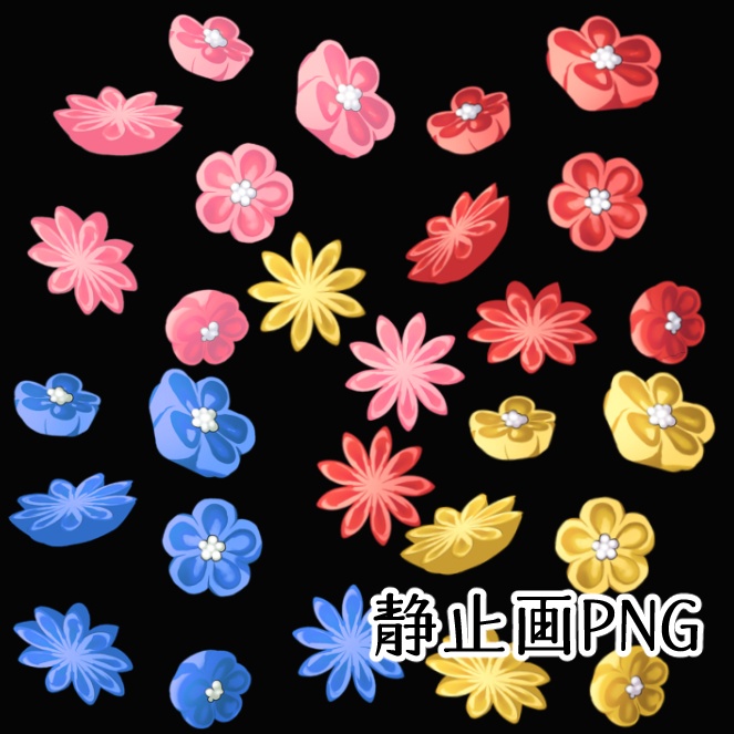 【Live2dアイテム】ゆれる花かんざし◆つまみ細工