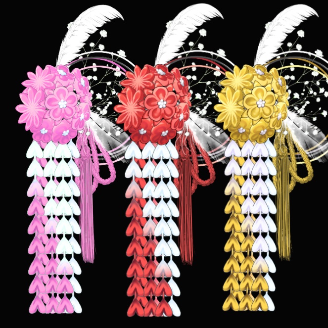 【Live2dアイテム】ゆれる花かんざし◆つまみ細工