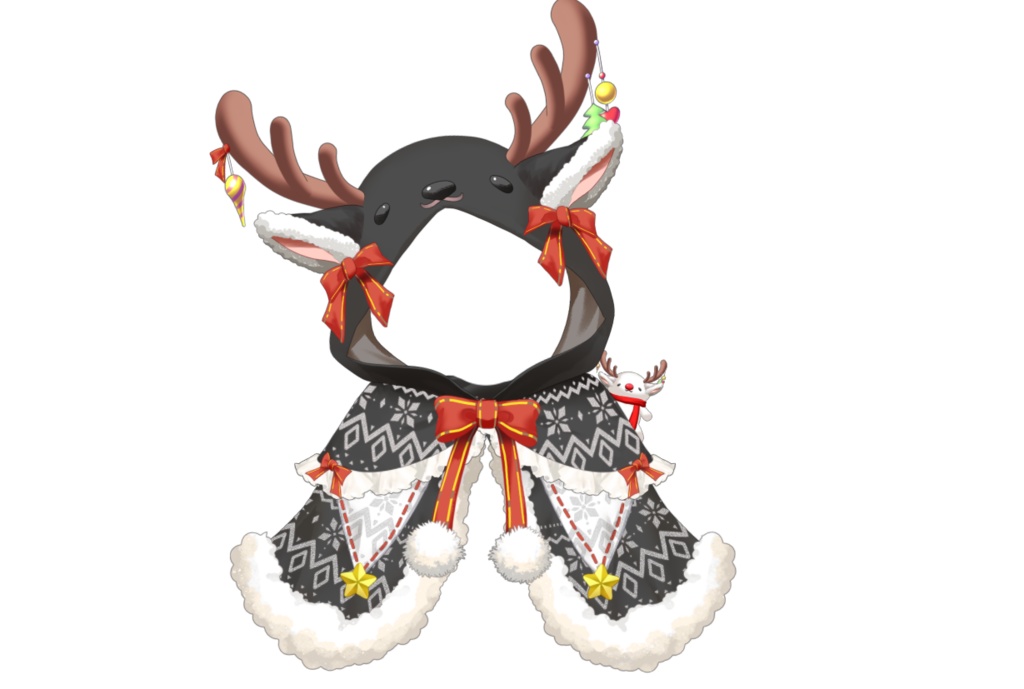 【Live2dアイテム】カスタム&動く!トナカイのフード付きケープ【VTS】