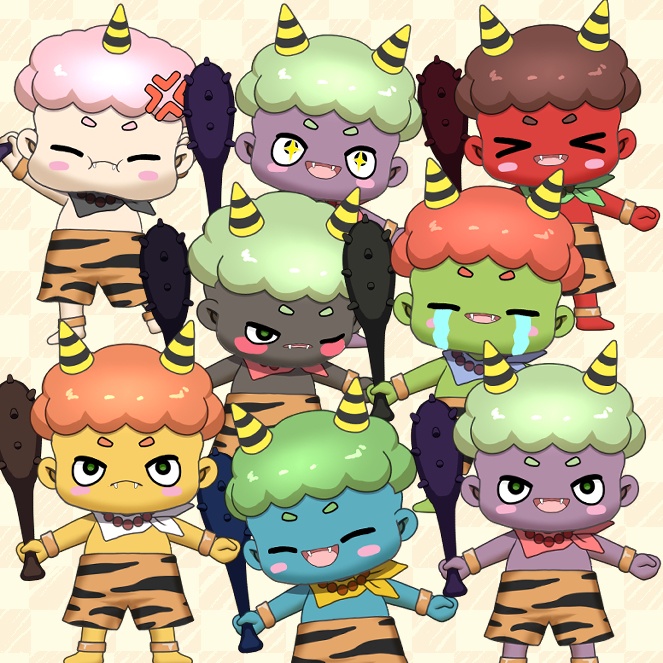 【節分の鬼】ツリ目の鬼ちゃん【汎用カスタムモデル】