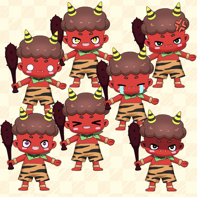 【節分の鬼】ツリ目の鬼ちゃん【汎用カスタムモデル】