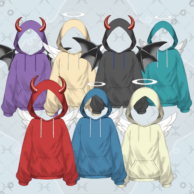 カスタム【悪魔天使フードパーカー】+ハンドトラッキング+天使悪魔のマスコット付き【VTS】