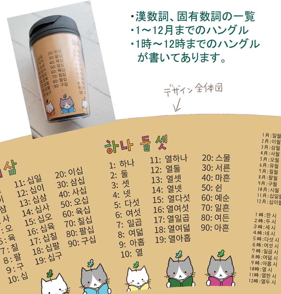 ハングル 数字タンブラー
