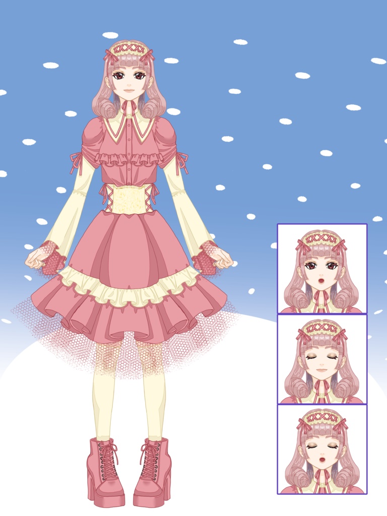 いちごクリームな女の子PNGtuberイラスト4枚セット