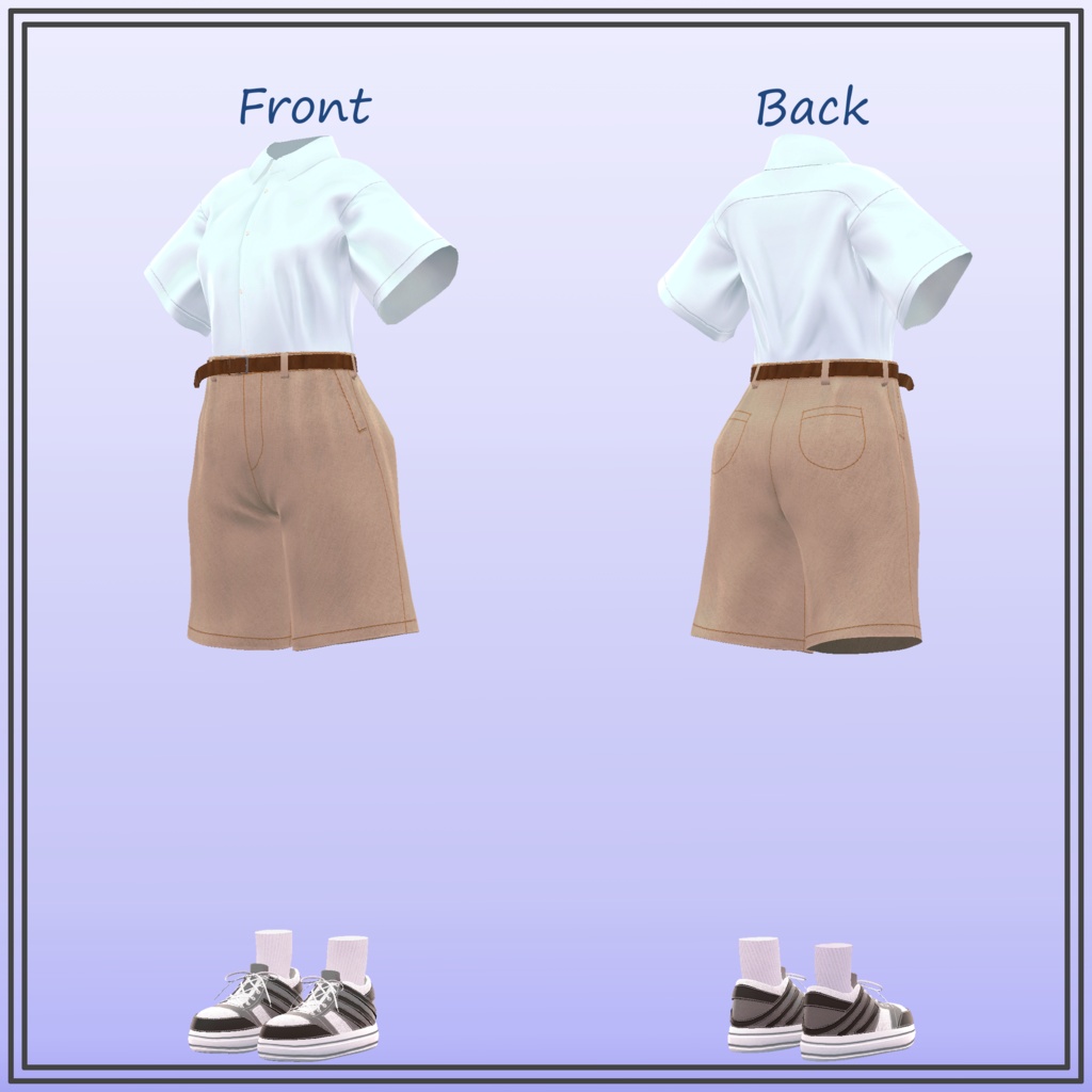 【複数アバター対応】カジュアルシャツ & ハーフパンツ/Casual Shirt&Half Pants