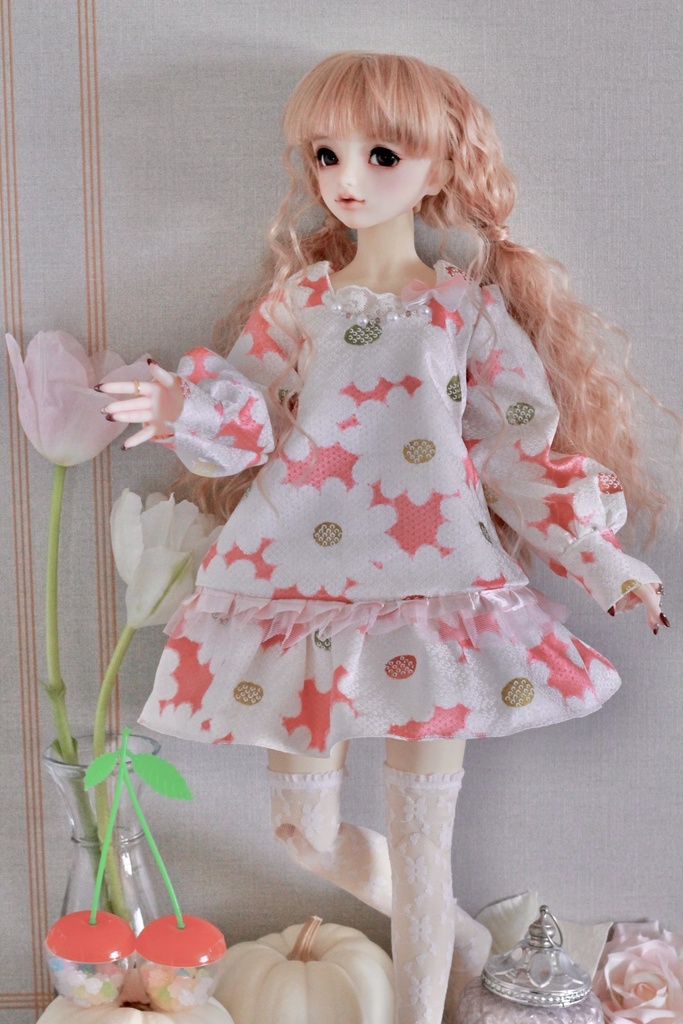 シルクのお部屋着ふんわりワンピ(大花柄)