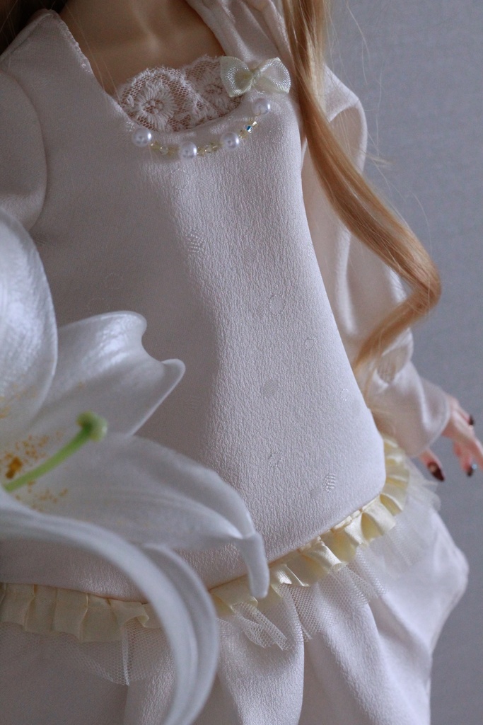 シルクのお部屋着ふんわりワンピ(ホワイト)