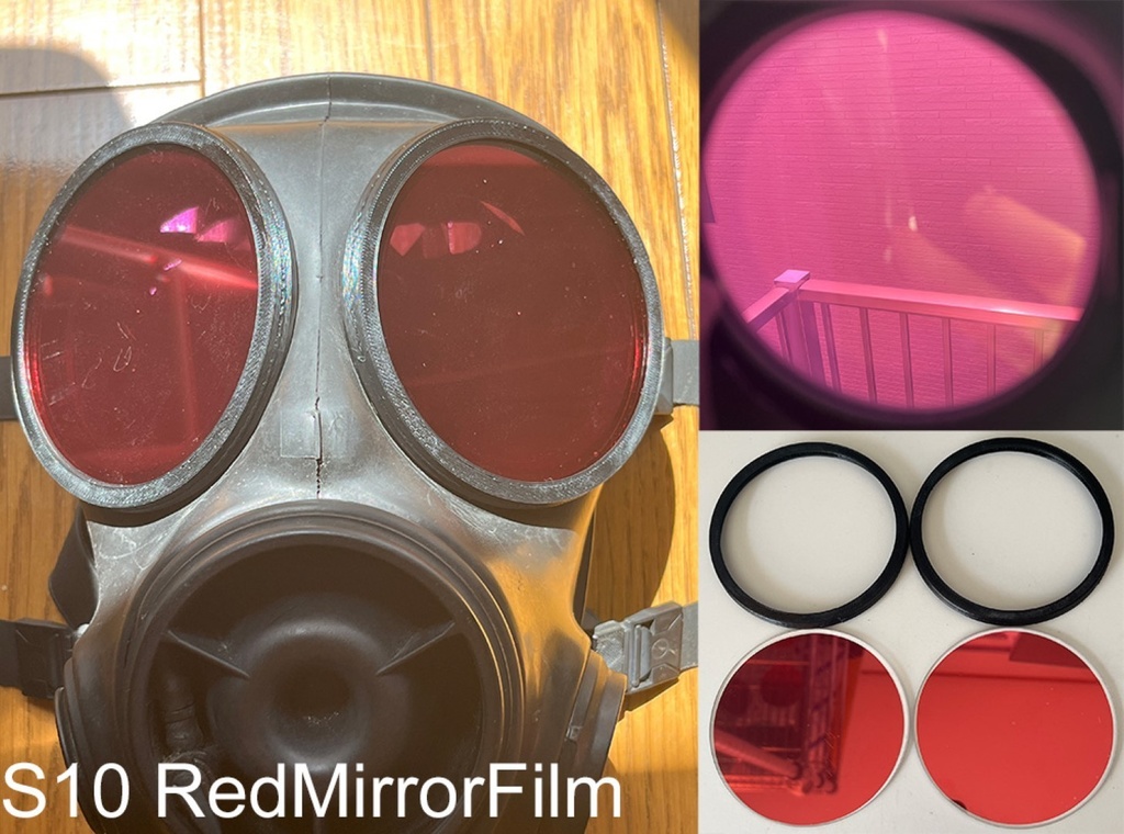 イギリス軍S10ガスマスク用外付けレンズ&カバー 赤/黒/銀/青/緑/紫