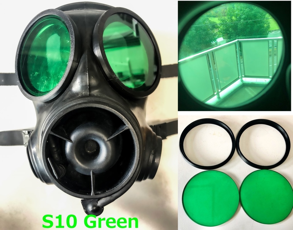 イギリス軍S10ガスマスク用外付けレンズ&カバー 赤/黒/銀/青/緑/紫