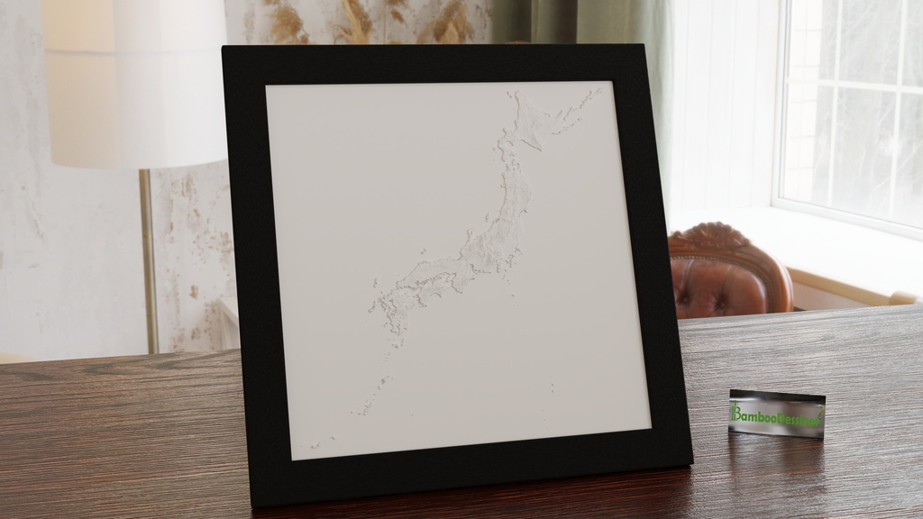 日本全国地形図(3Dプリント出力)枠付き