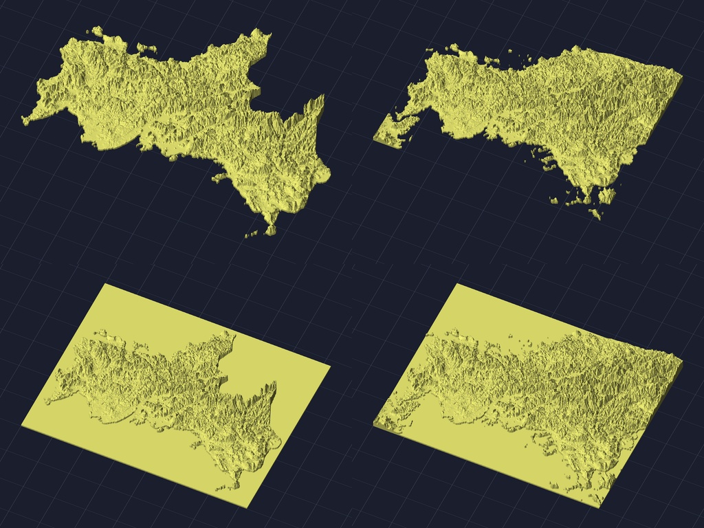 【3Dプリント】47都道府県 立体地形モデル STLデータ4種類地形模型TERRAIN JAPAN