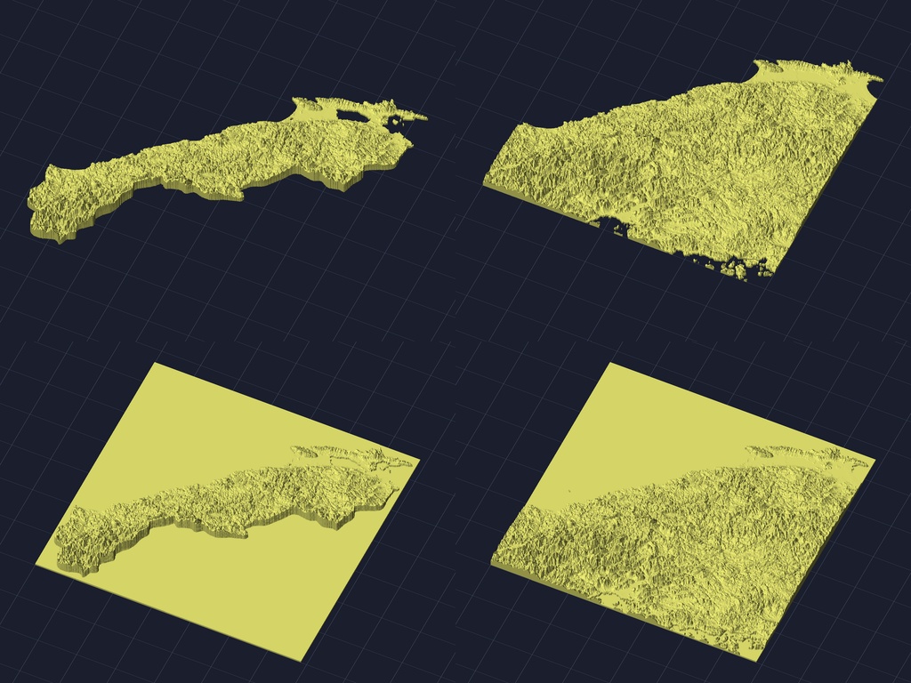 【3Dプリント】47都道府県 立体地形モデル STLデータ4種類地形模型TERRAIN JAPAN