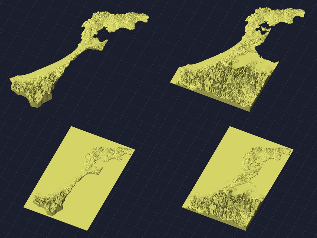 【3Dプリント】47都道府県 立体地形モデル STLデータ4種類地形模型TERRAIN JAPAN