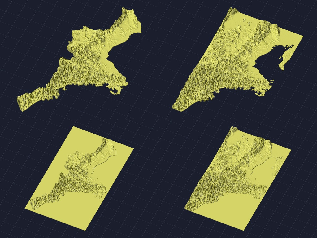 【3Dプリント】47都道府県 立体地形モデル STLデータ4種類地形模型TERRAIN JAPAN